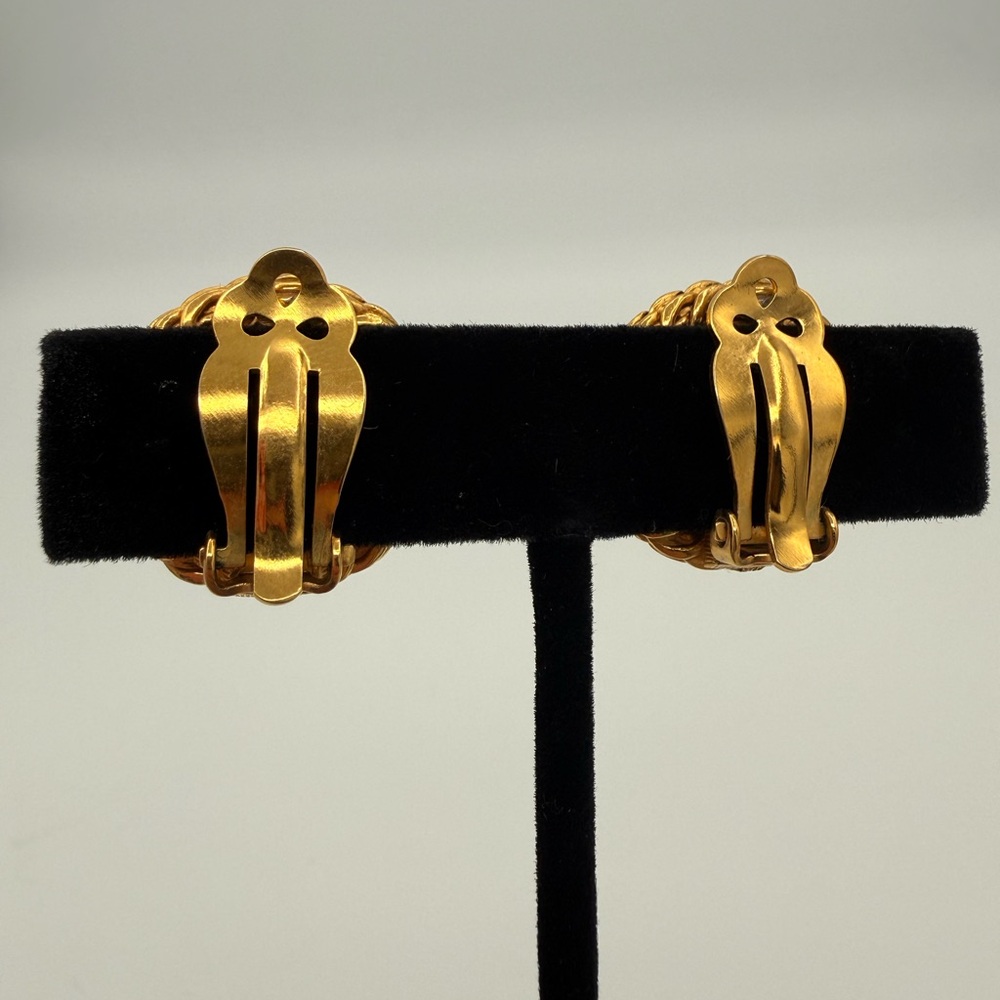 Chanel Gold Interlocking Clip Earrings - Picture 4 of 9